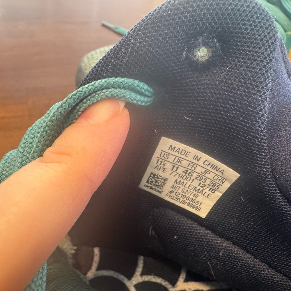 adidas Marquee Boost High Tops Blue Green and Tan Athletic Shoes - Picture 6 of 7